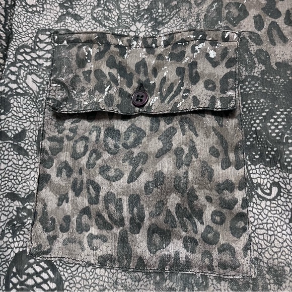 Lane Bryant Lace Animal Print Blouse Sheer Plus Size 1X 14 16 Long Sleeve Button - Picture 5 of 15